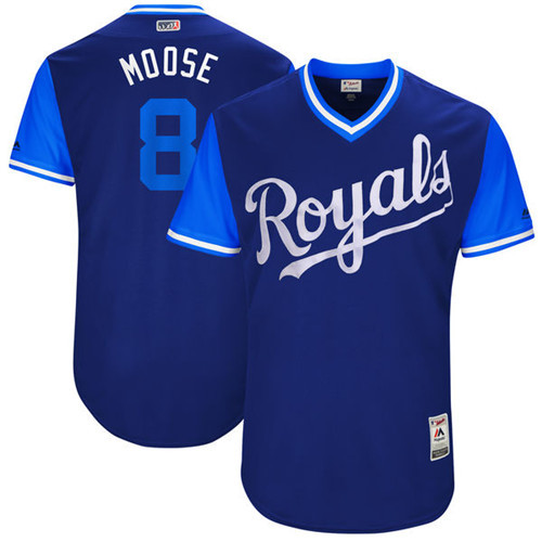 MLB Kansas City Royals #8 Moose Blue Pullover Jersey