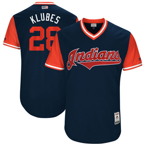 MLB Cleveland Indians #28 Klubes All Rise D.Blue Pullover Jersey