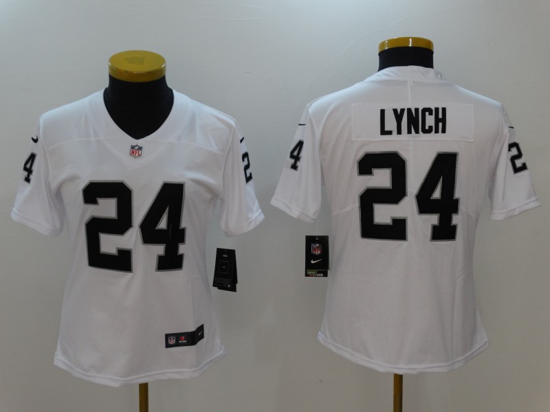 Womens Oakland Raiders #24 Lynch Vapor Limited White Jersey