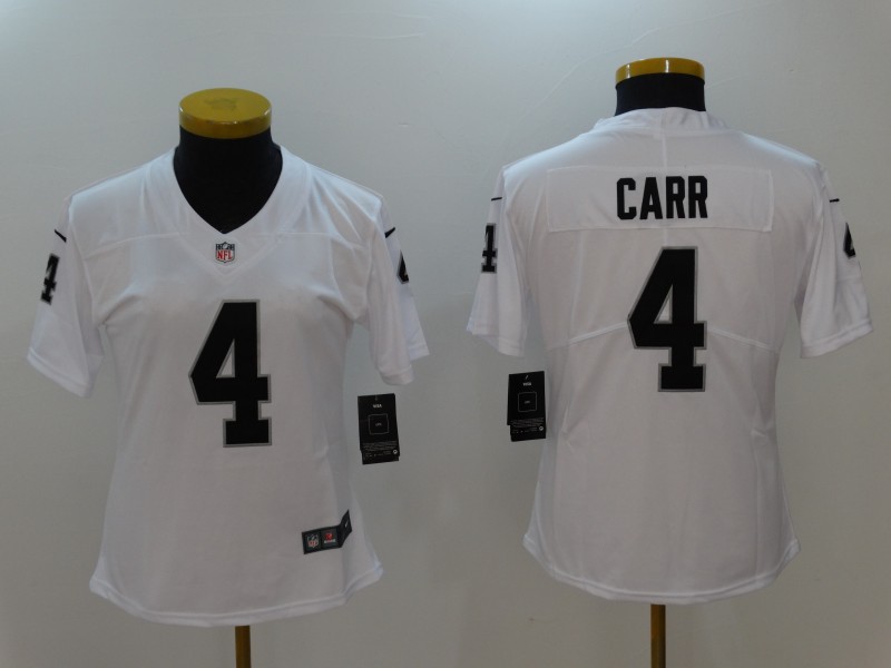 Womens Oakland Raiders #4 Carr Vapor Limited White Jersey