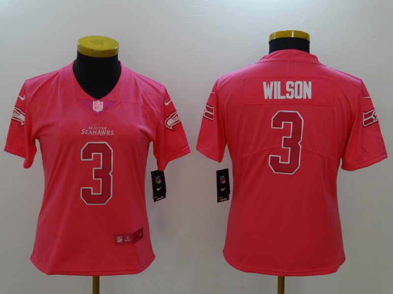 Womens Seattle Seahawks #3 Wilson Pink Limited Color Rush Jersey