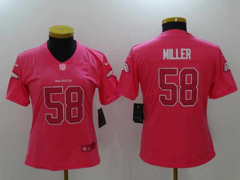 Womens Denver Broncos #58 Miller Pink Limited Color Rush Jersey