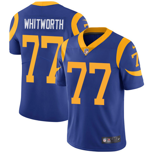 NFL Los Angele Rams #77 Whitworth Vapor Limited Blue Jersey