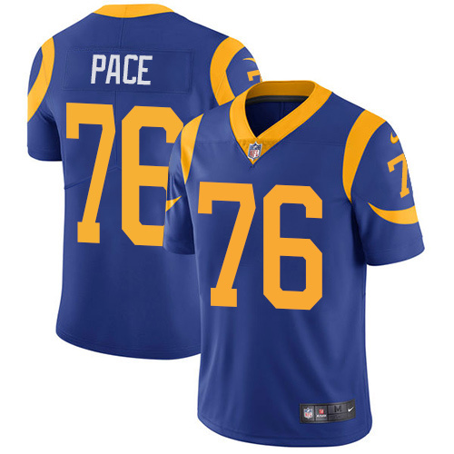 NFL Los Angeles Rams #76 Pace Blue Vapor Limited Jersey