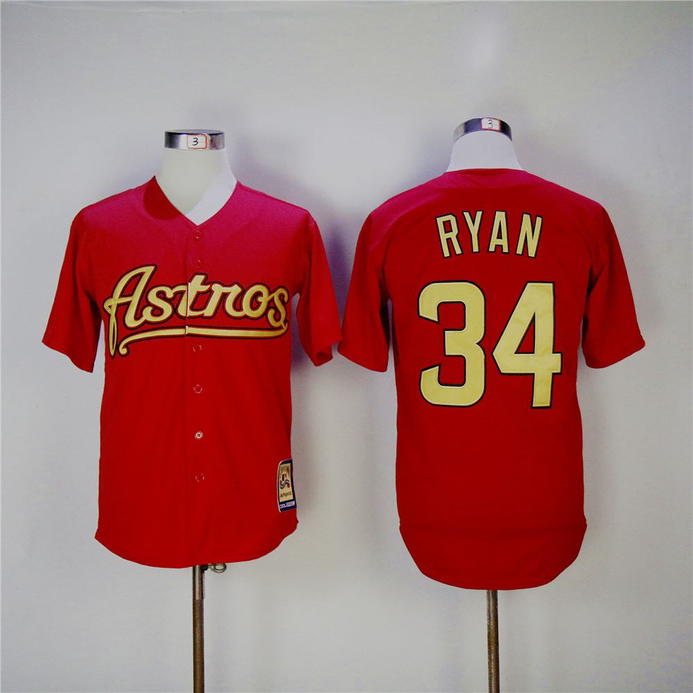 MLB Houston Astros #34 Ryan Red Throwback Jersey