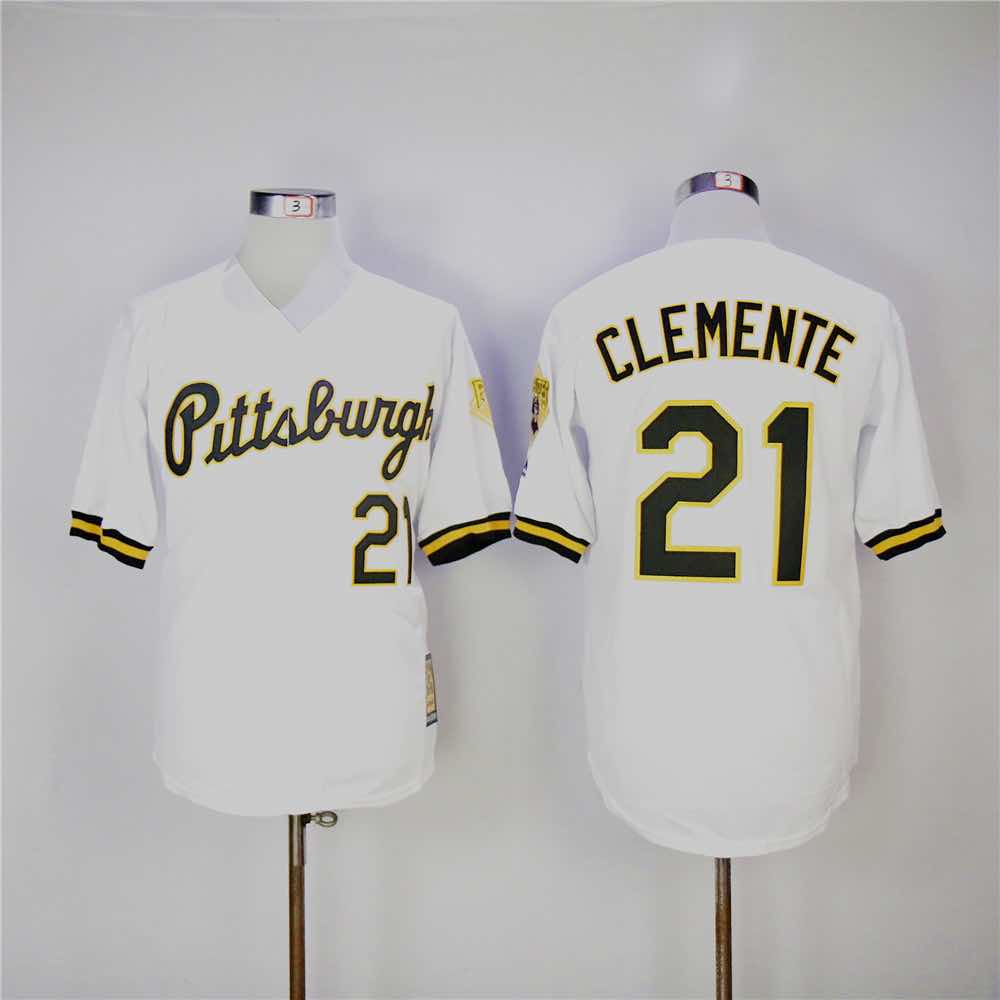 MLB Pittsburgh Pirates #21 Clemente White Throwback Jersey