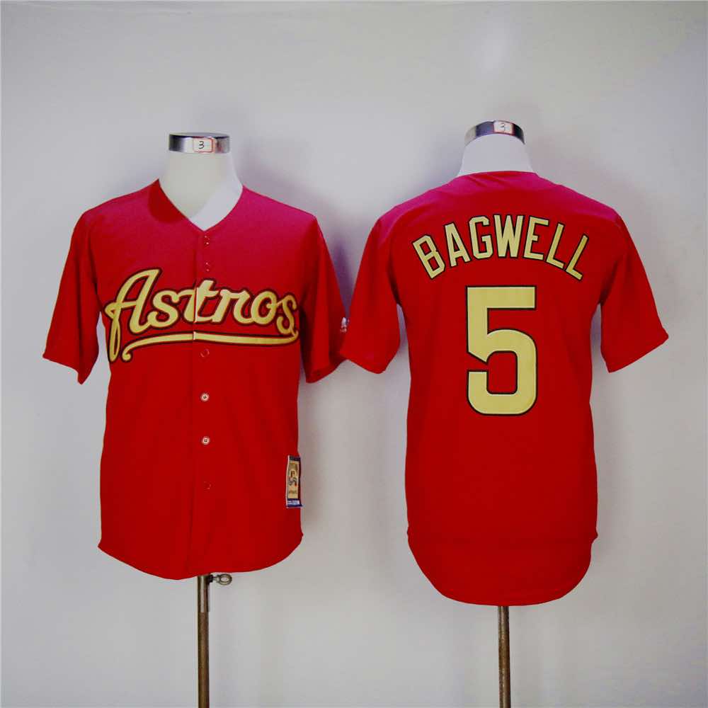 MLB Houston Astros #5 Bagwell Red Throwback Jersey
