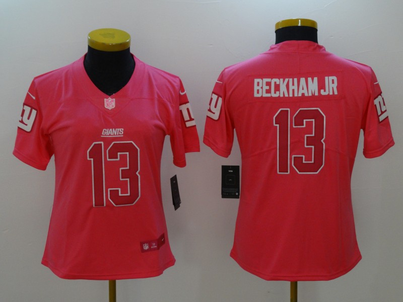 Womens New York Giants #13 Beckham JR Pink Limited Color Rush Jersey