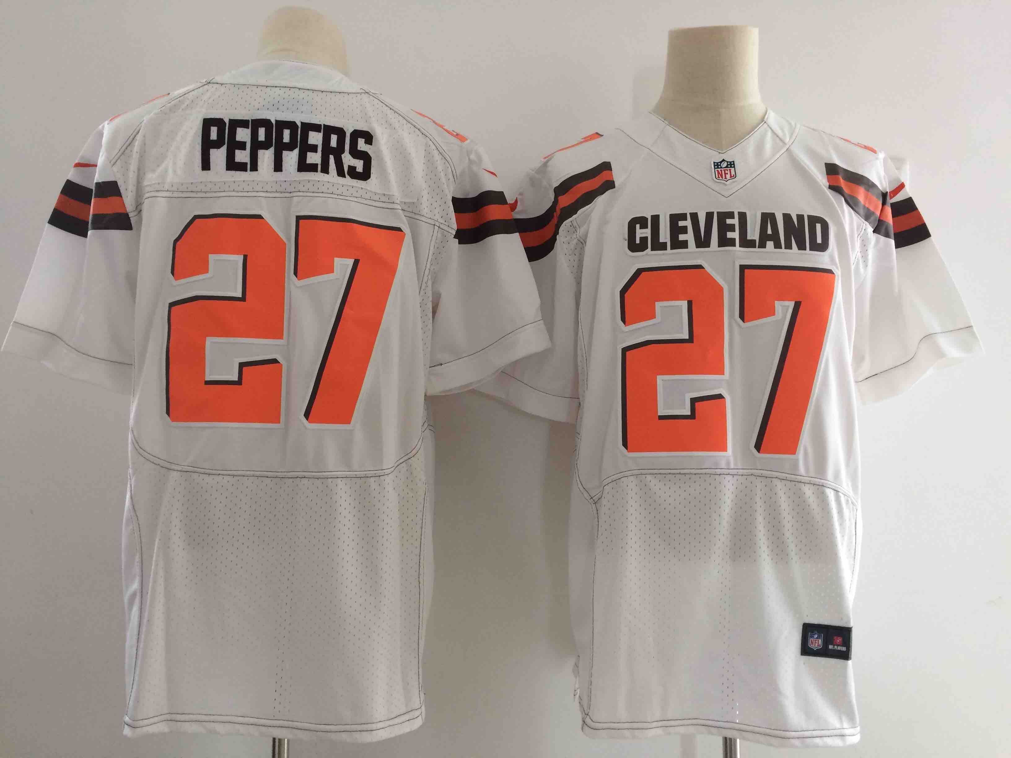 NFL Cleveland Browns #27 Peppers White Elite Jersey  