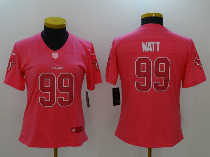 Womens Houston Texans #99 Watt Pink Limited Color Rush Jersey