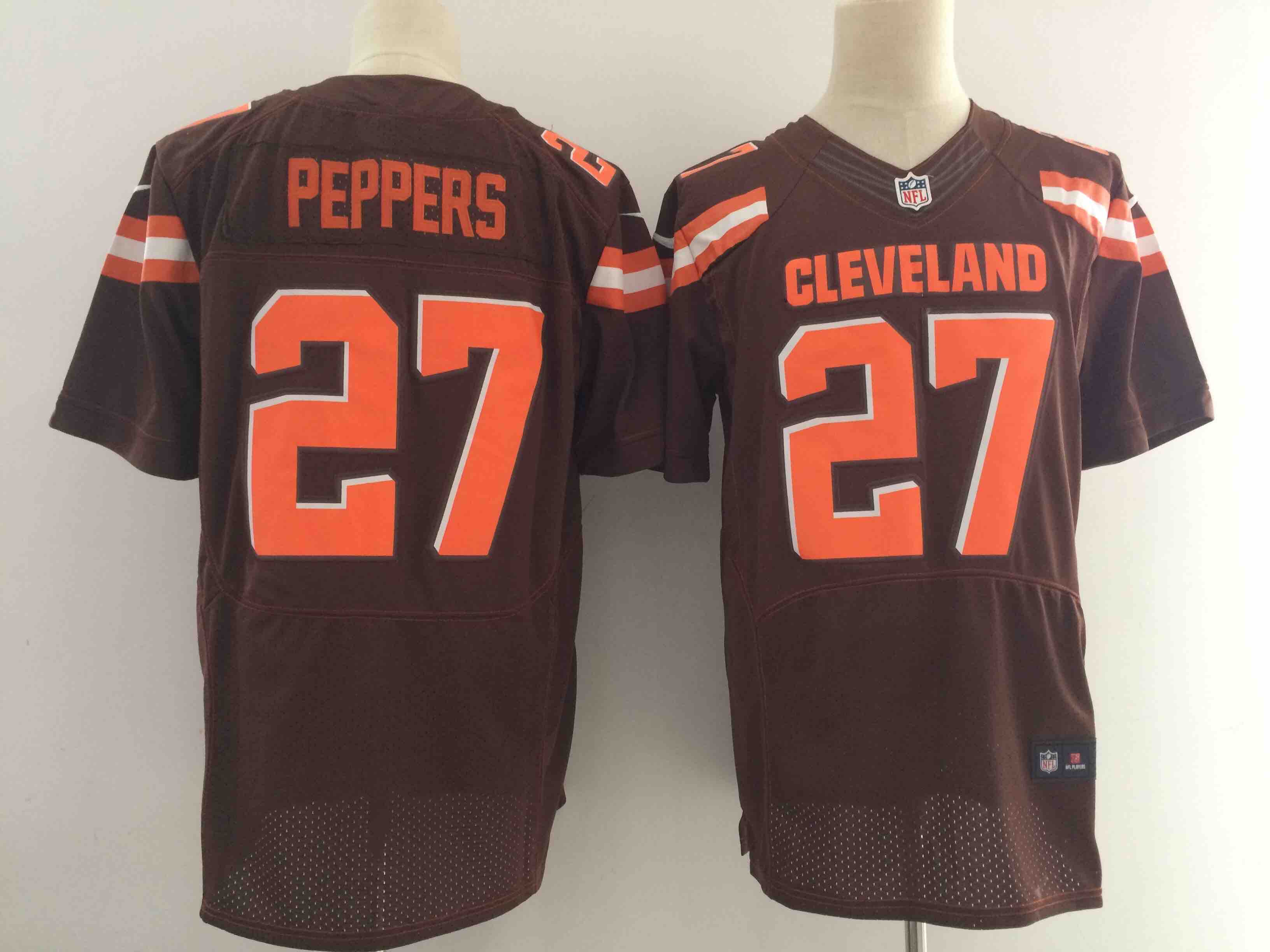 NFL Cleveland Browns #27 Peppers Brown Elite Jersey  