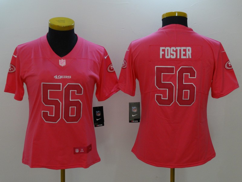 Womens Houston Texans #56 Foster Pink Limited Color Rush Jersey