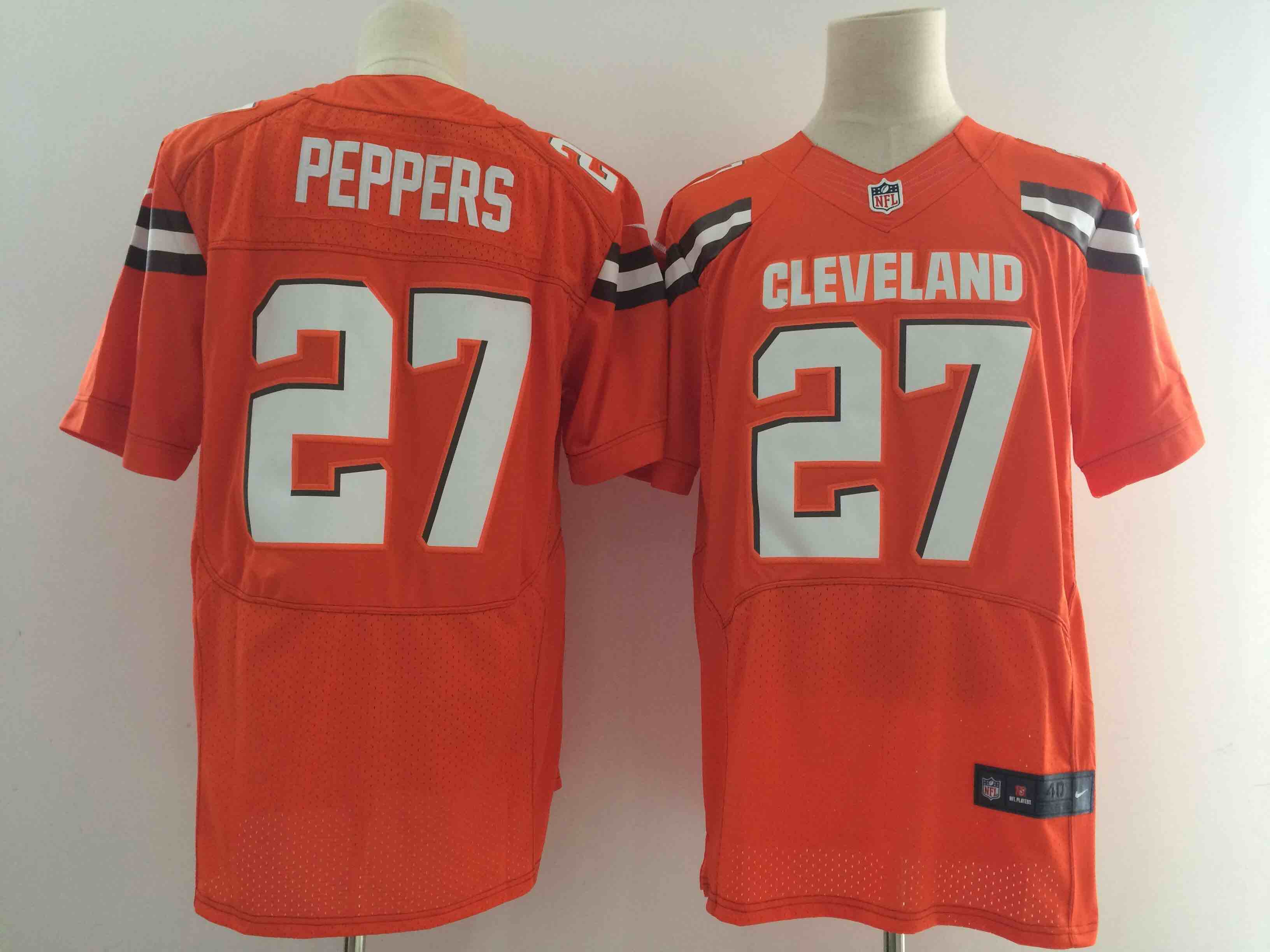 NFL Cleveland Browns #27 Peppers Orange Elite Jersey  