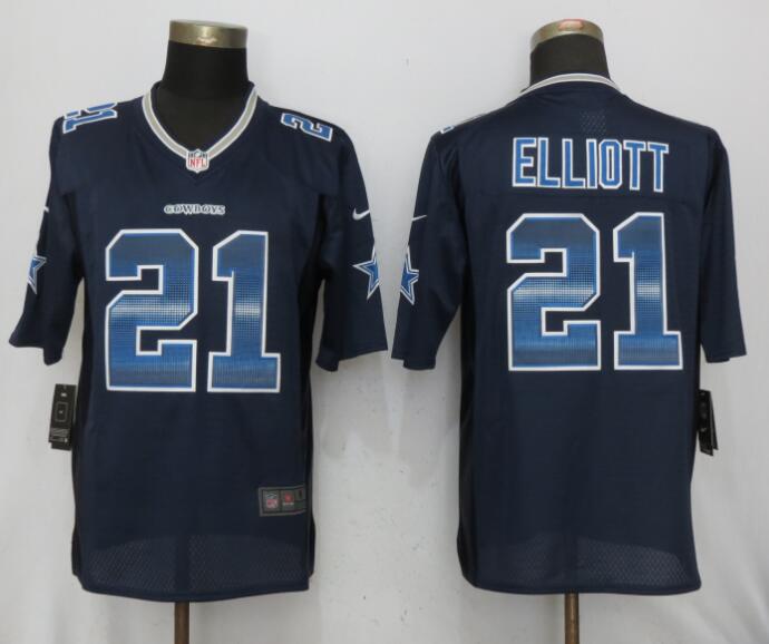 2015 New Nike Dallas Cowboys 21 Elliott Navy Blue Strobe Limited Jersey  