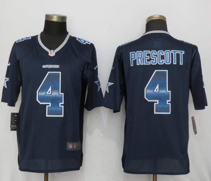 2015 New Nike Dallas Cowboys 4 Prescott Navy Blue Strobe Limited Jersey  