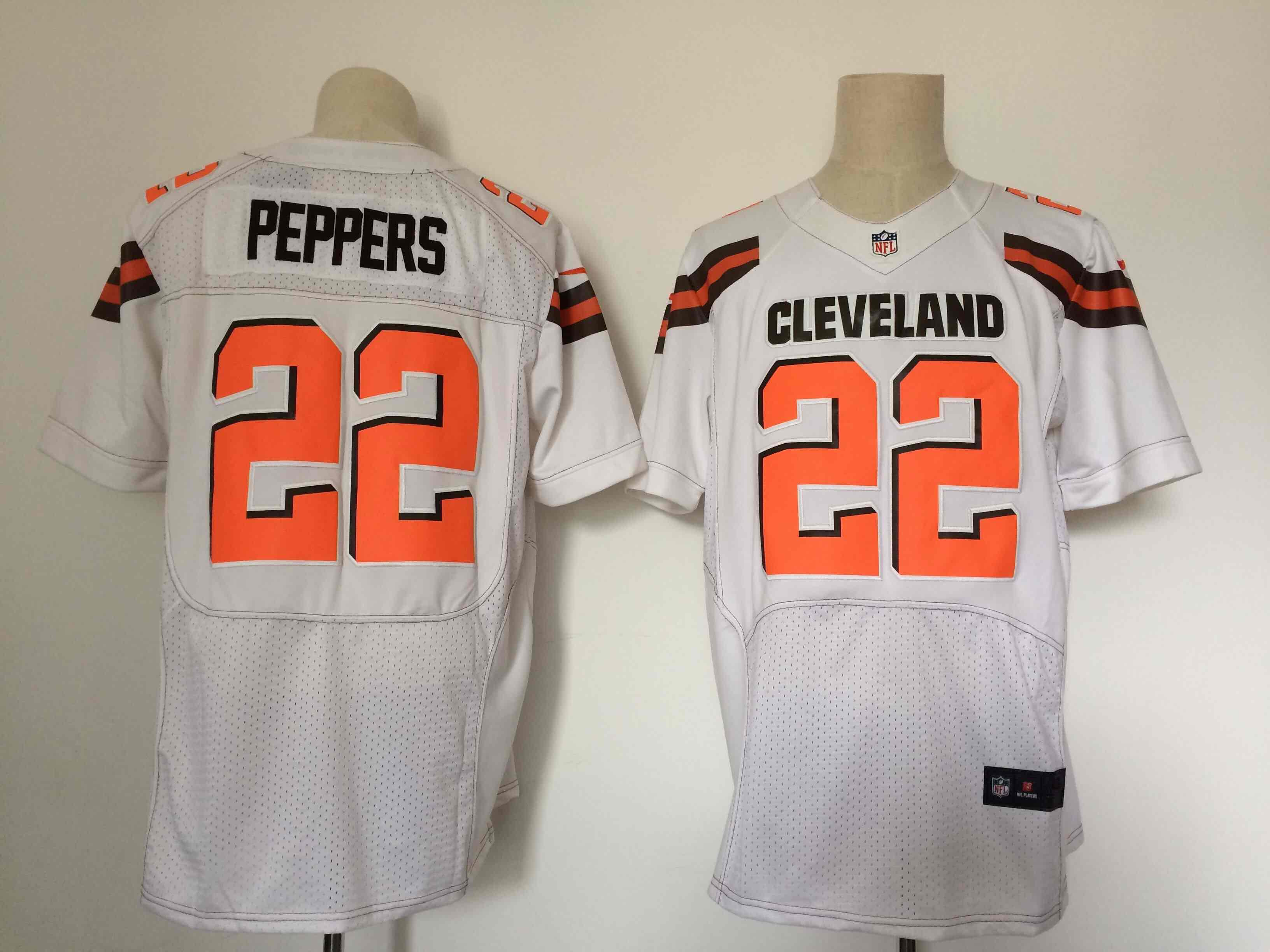 NFL Cleveland Browns #22 Peppers White Elite Jersey