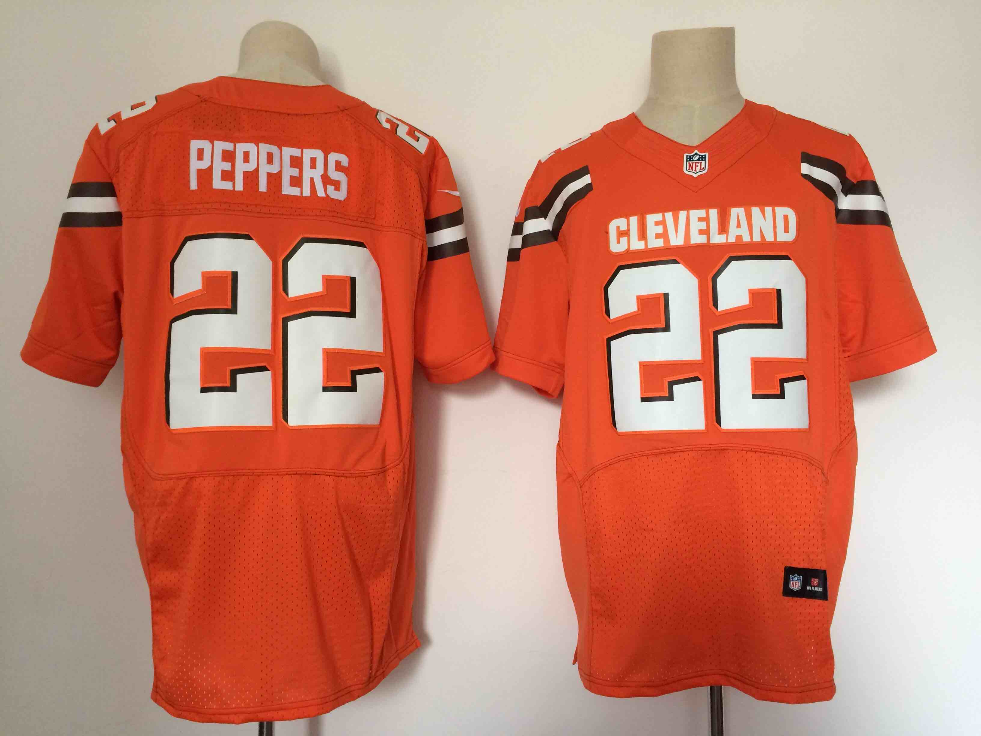 NFL Cleveland Browns #22 Peppers Orange Elite Jersey