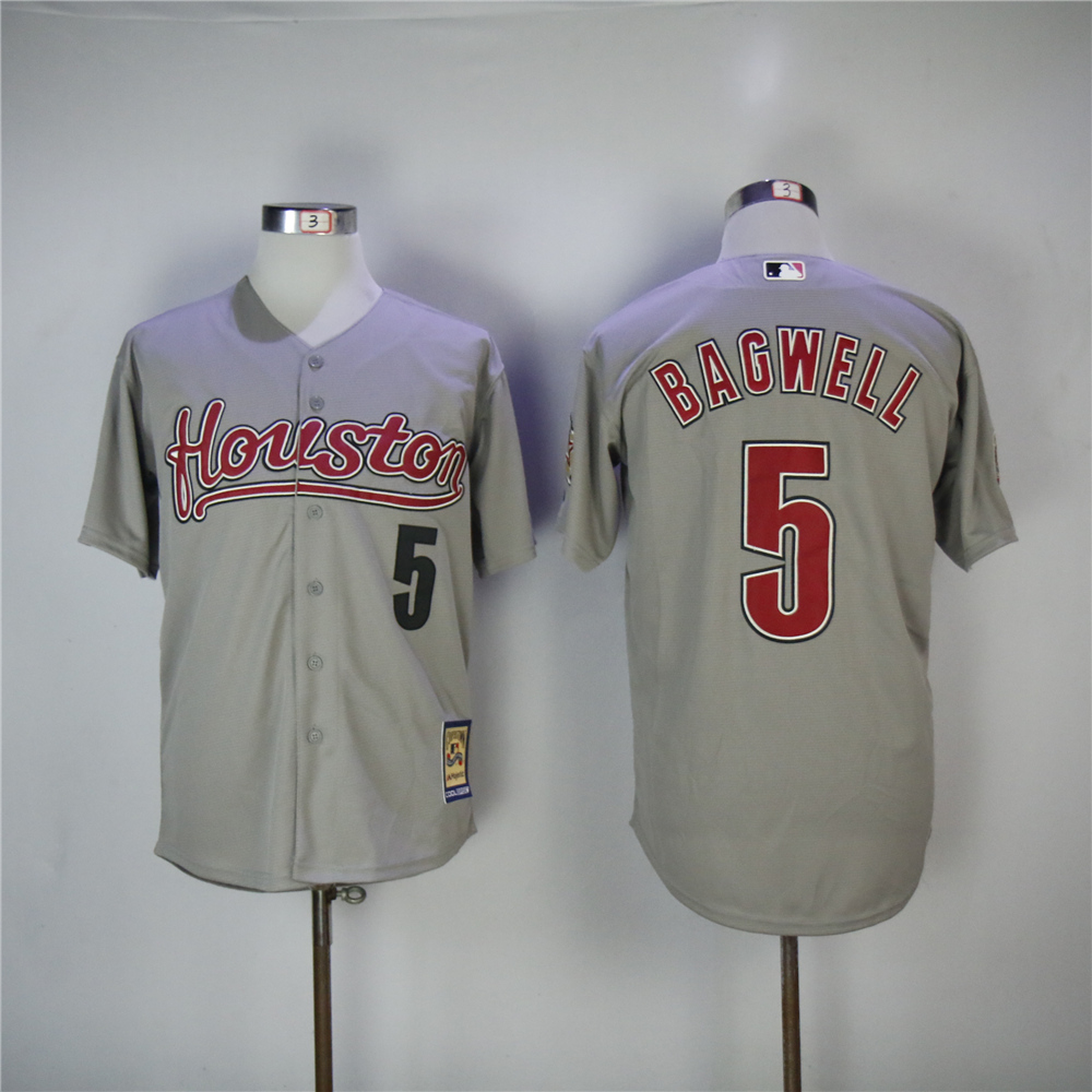 MLB Houston Astros #5 Bagwell Grey Throwback Jersey