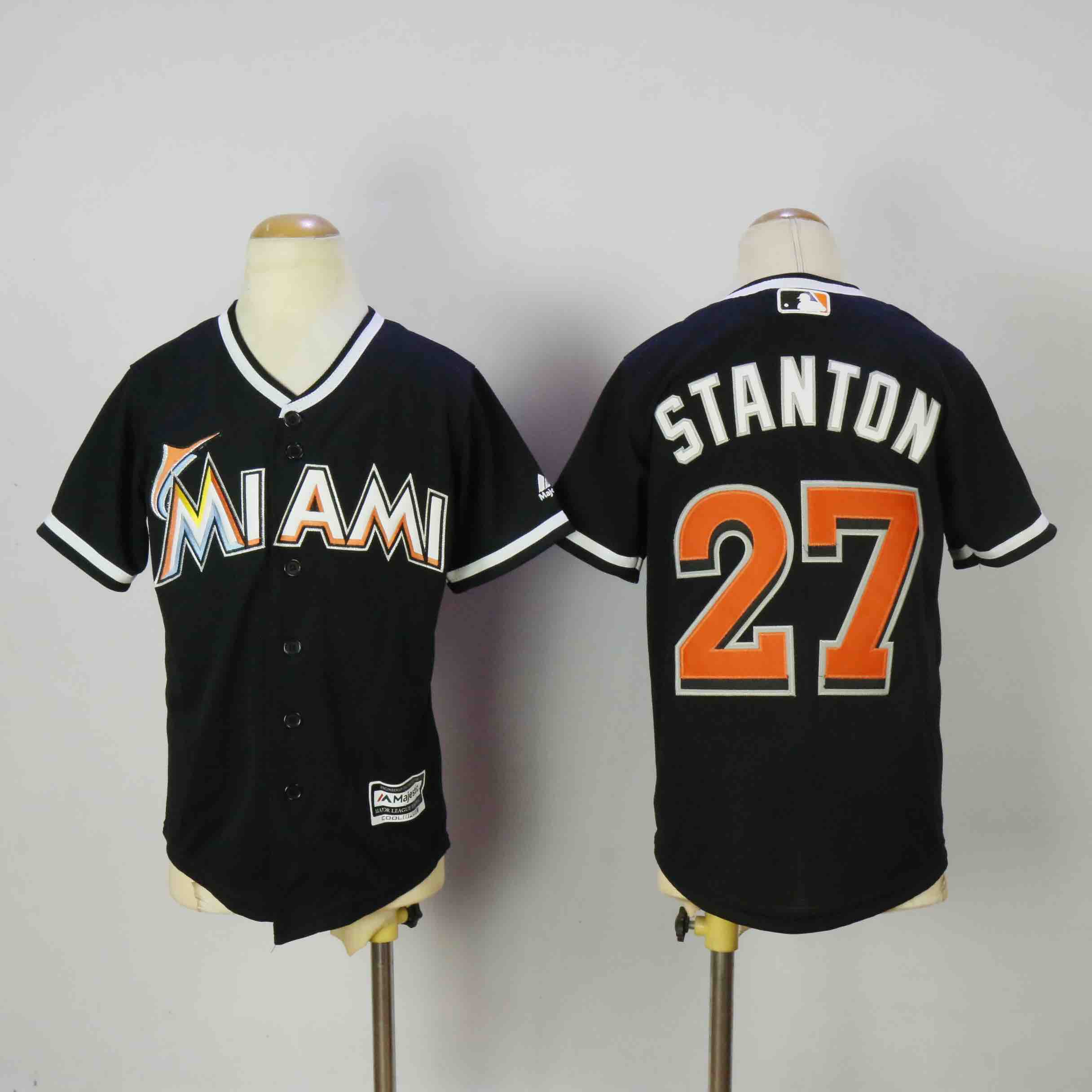 MLB Miami Marlins #27 Stanton Black Kids Jersey