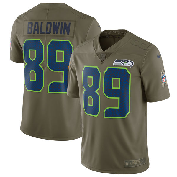 Mens Seattle Seahawks #89 Baldwin Olive Salute to Service Limited Jersey