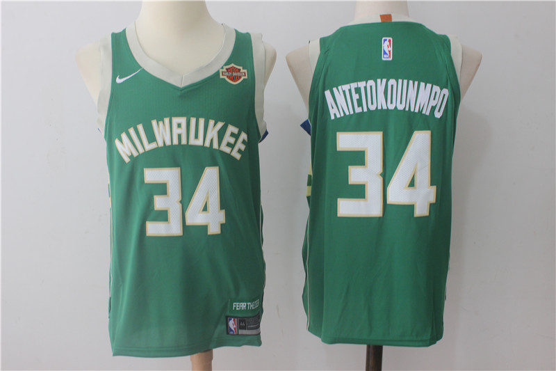 Nike NBA Milwaukee Bucks #34 Antetokounmpo Green Jersey