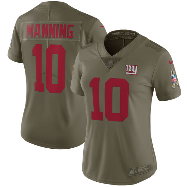 Womens New York Giants #10 Manning Olive Salute to Service Limited Jersey