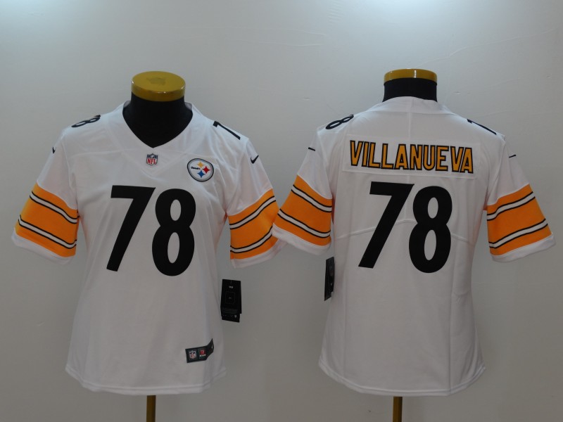 Women NFL Pittsburgh Steelers #78 Villanueva White Vapor Limited Jersey