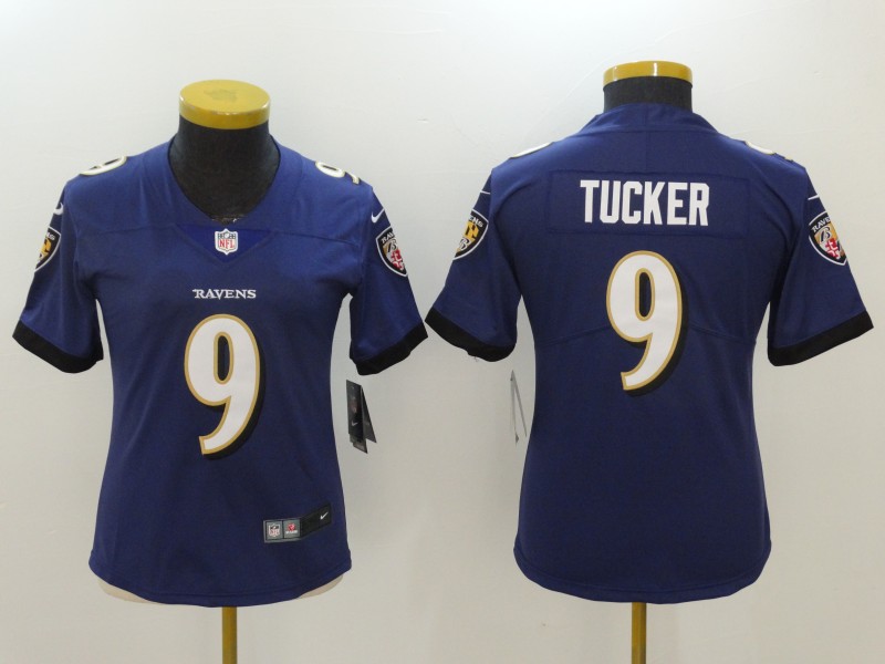 Womens Baltimore Ravens #9 Tucker Purple Vapor Jersey