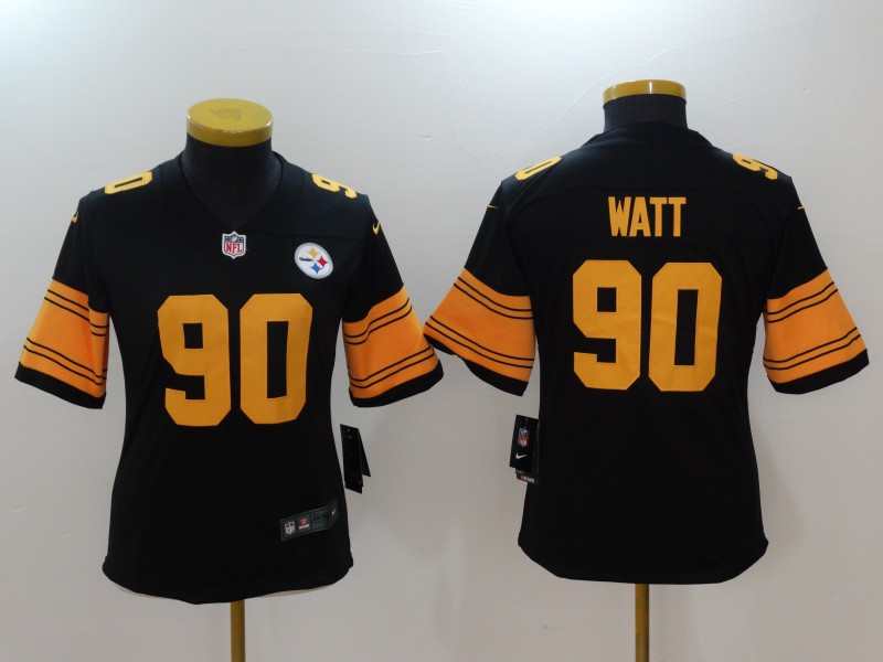 Womens NFL Pittsburgh Steelers #90 Watt Black Vapor Limited Jersey