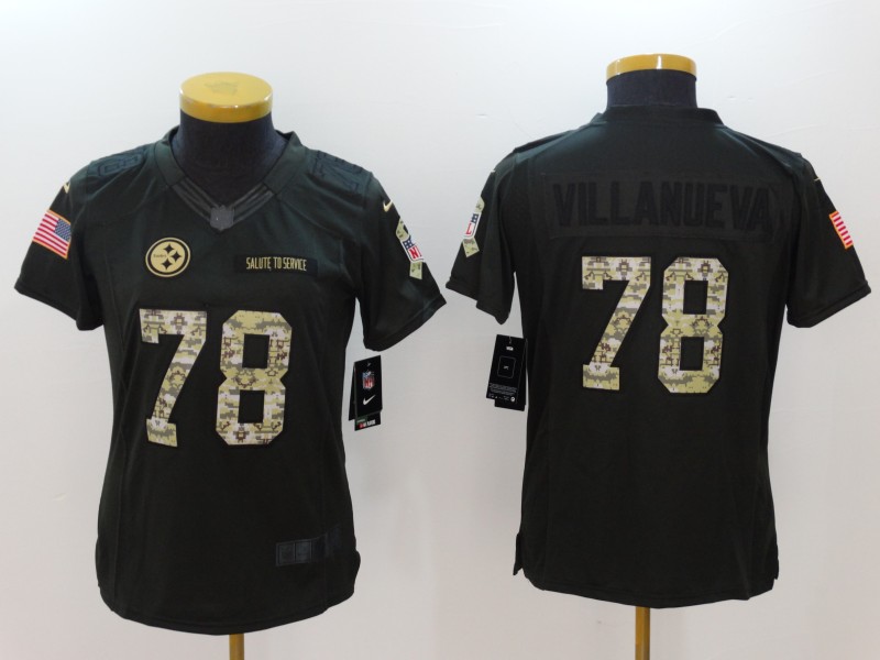 Women NFL Pittsburgh Steelers #78 Villanueva Salute to Service Jersey