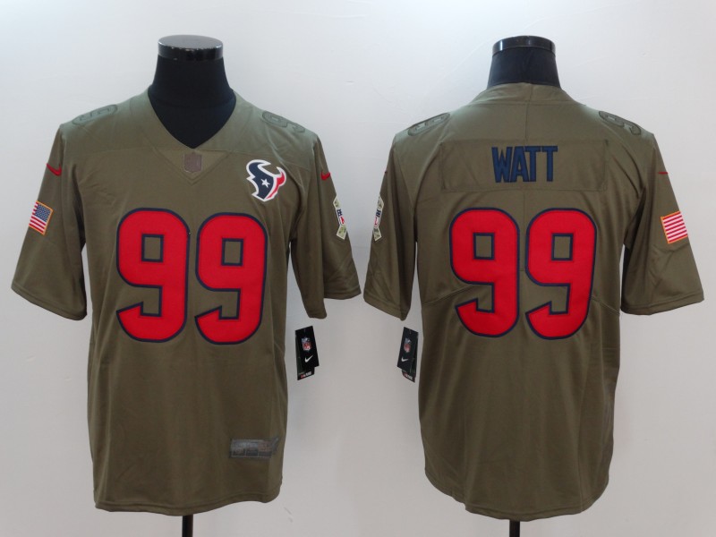 Mens Houston Texans #99 Watt Olive Salute to Service Limited Jersey