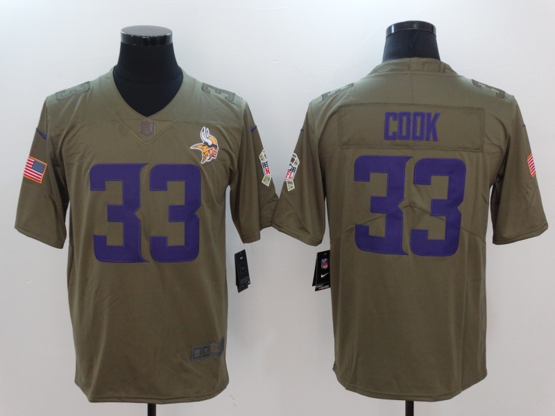 Mens Minnessota Vikings #33 Cook Olive Salute to Service Limited Jersey