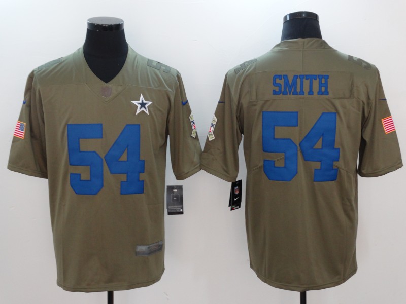 Mens Dallas Cowboys #54 Smith Olive Salute to Service Limited Jersey