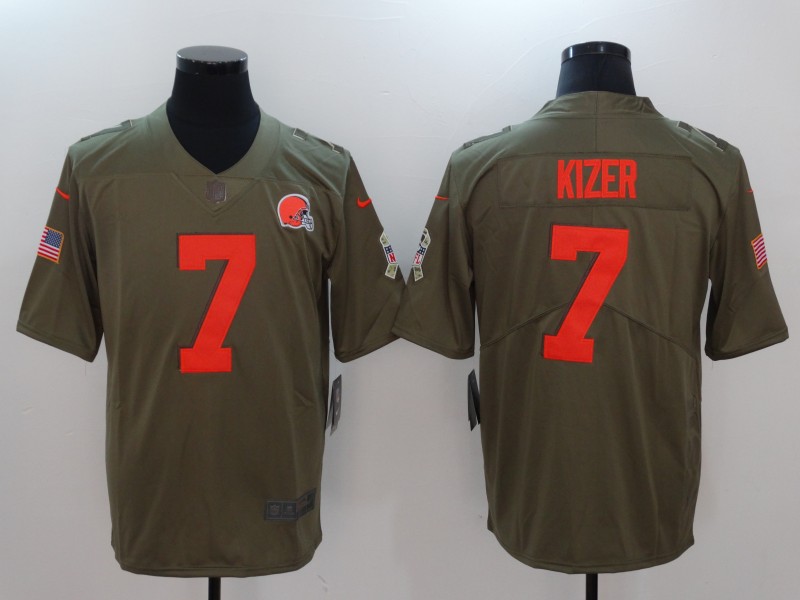 Mens Cleveland Browns #7 Kizer Olive Salute to Service Limited Jersey