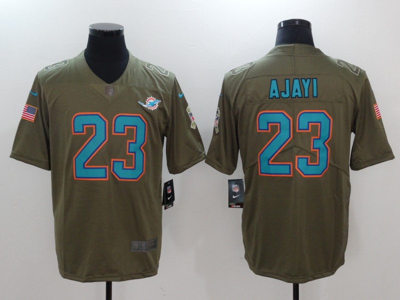 Mens Miami Dolphins #23 Ajayi Olive Salute to Service Limited Jersey