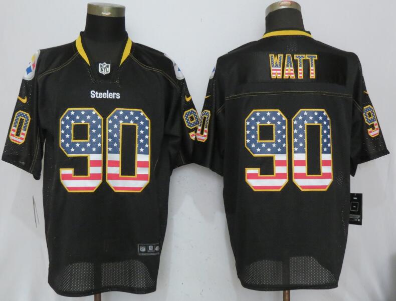 New Nike Pittsburgh Steelers 90 Watt USA Flag Fashion Black Elite Jersey  