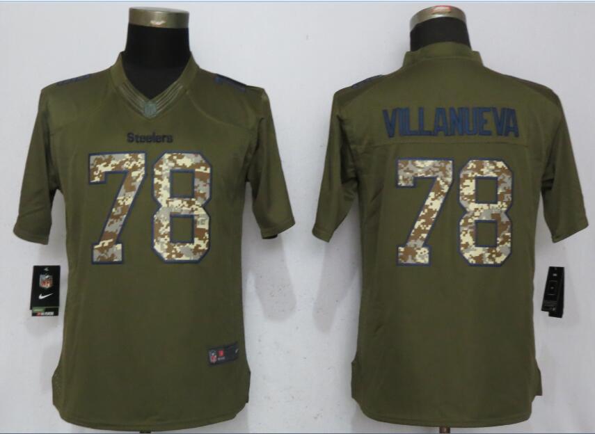 Women NEW Nike Pittsburgh Steelers 78 Villanueva Salute To Service Limited Jersey