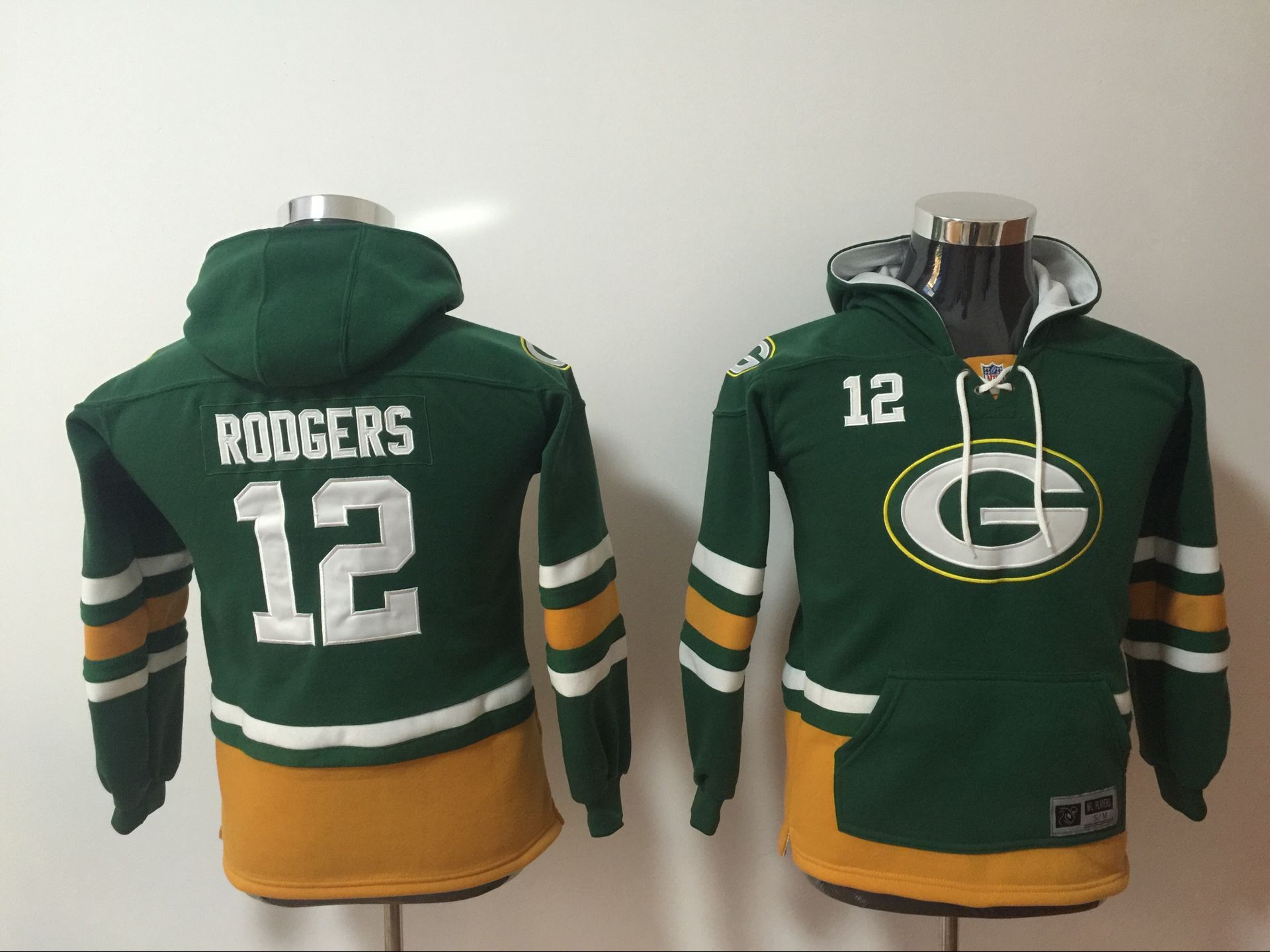 Kids NFL Green Bay Packers #12 Rodgers Green Hoodie