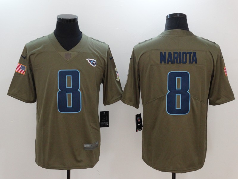 Mens Tennessee Titans #8 Mariota Olive Salute to Service Limited Jersey