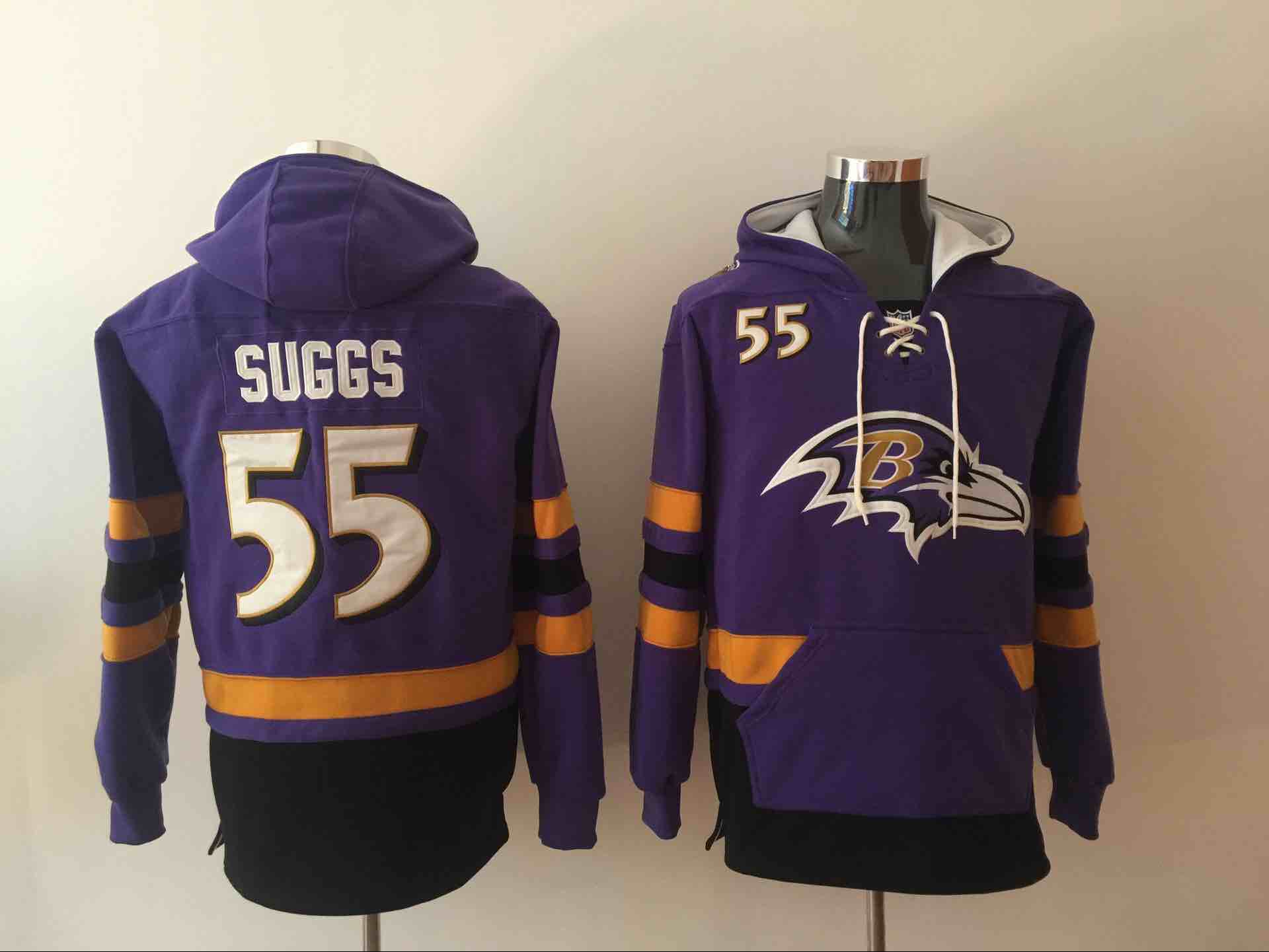 Mens NFL Baltimore Ravens #55 Suggs Purple Hoodie