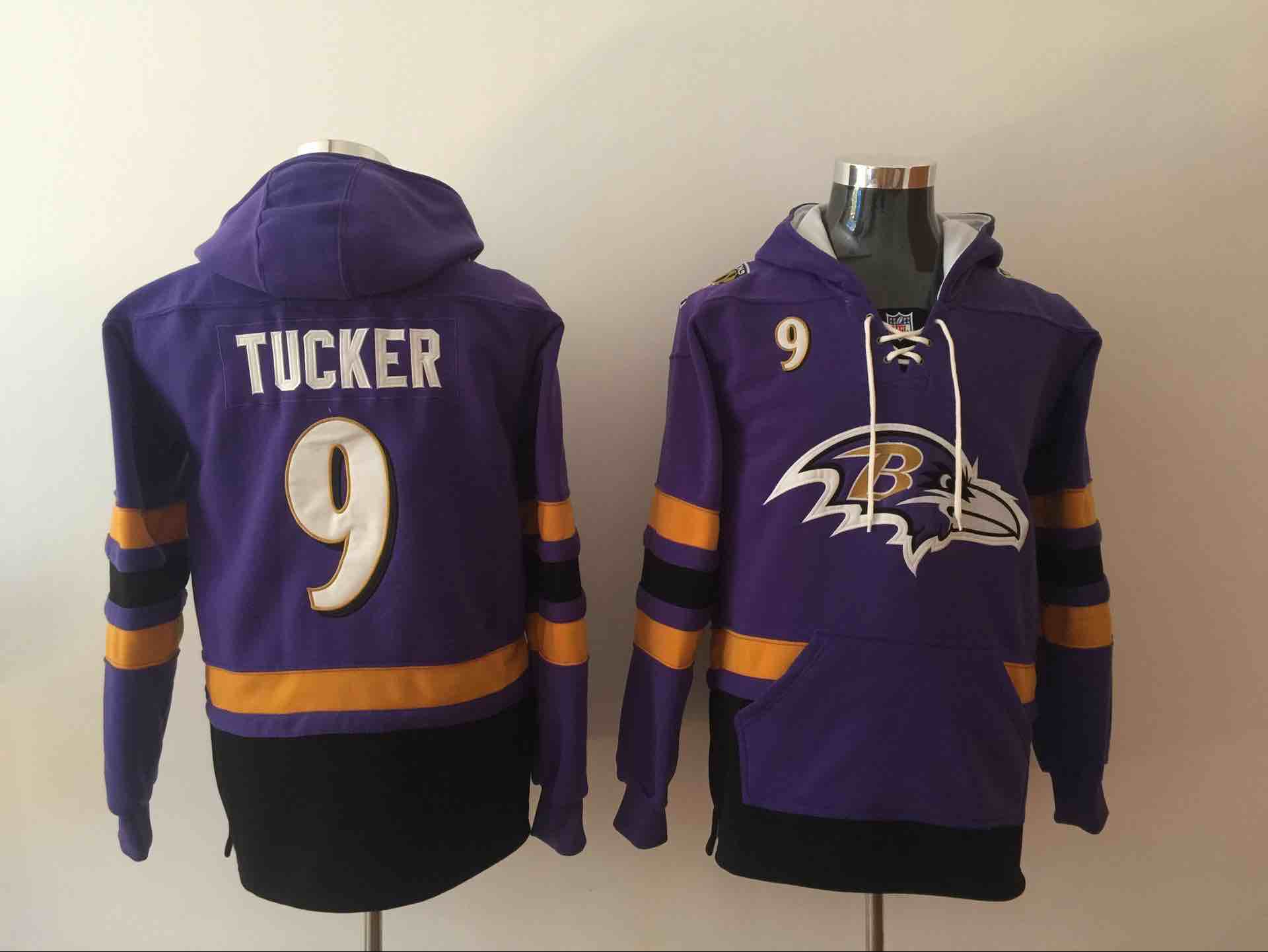 Mens NFL Baltimore Ravens #9 Tucker Purple Hoodie