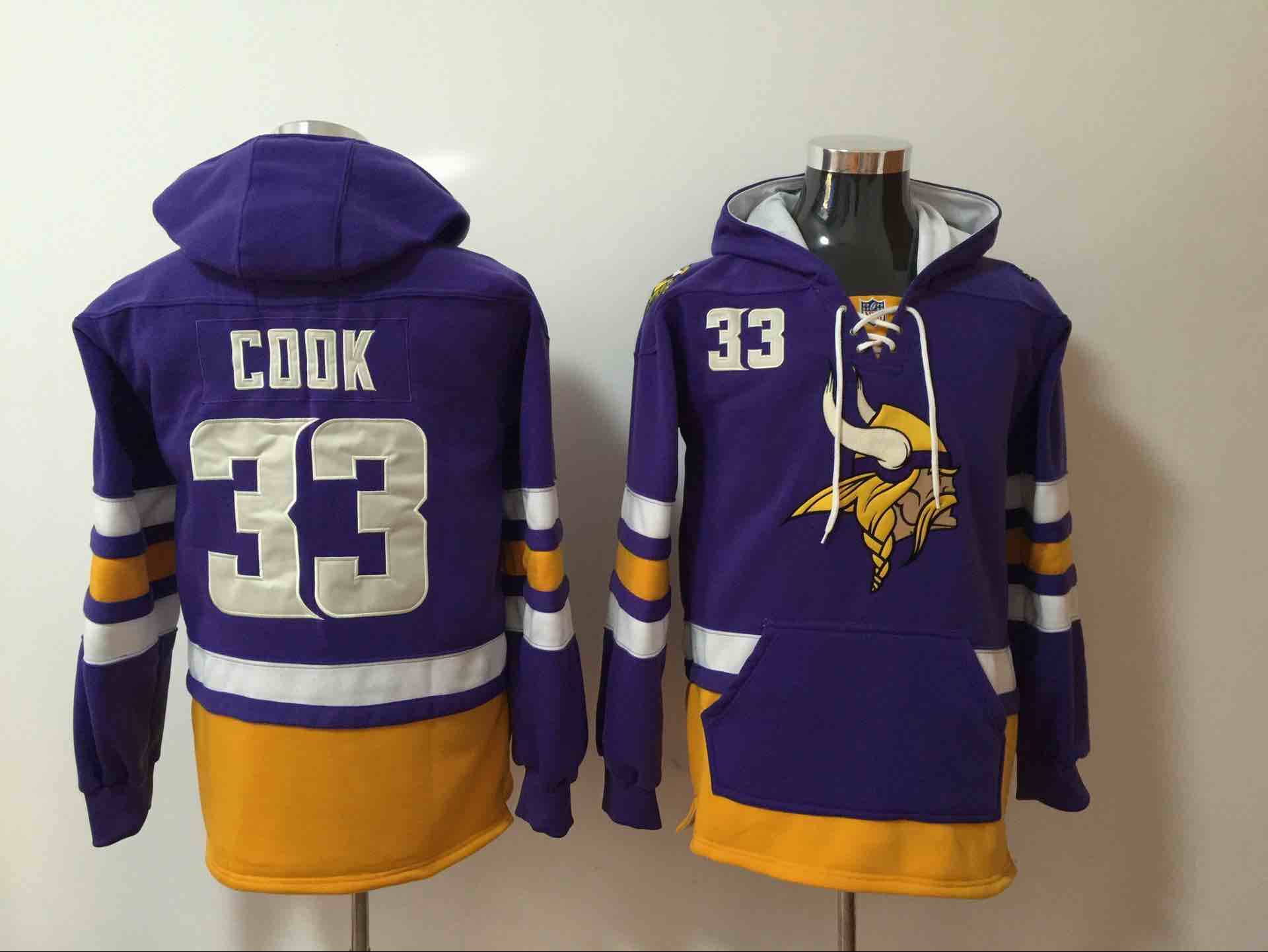 Mens NFL Minnesota Vikings #33 Cook Purple Hoodie