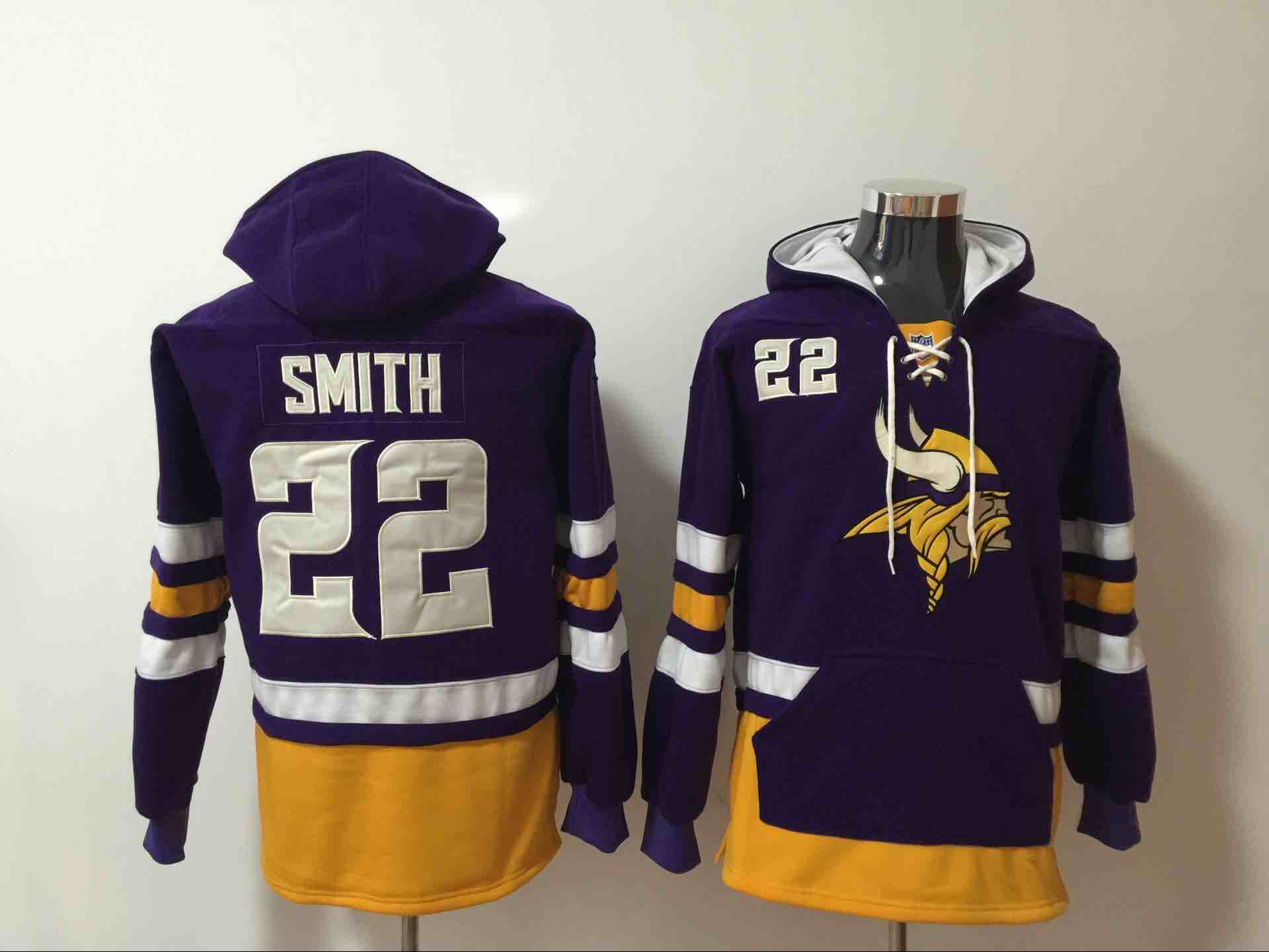 Mens NFL Minnesota Vikings #22 Smith Purple Hoodie