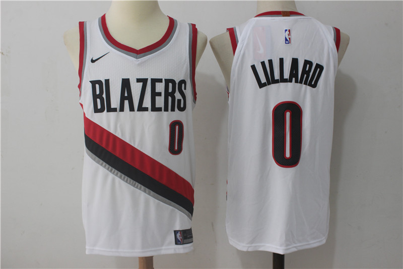 Nike NBA Portland Trail Blazers #0 Lillard White Jersey