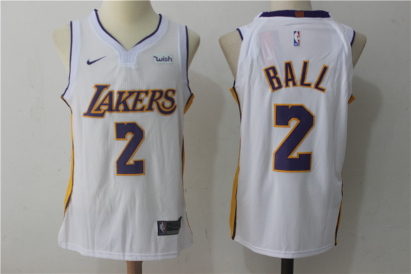 Nike NBA Los Angeles Lakers #2 Ball White Jersey