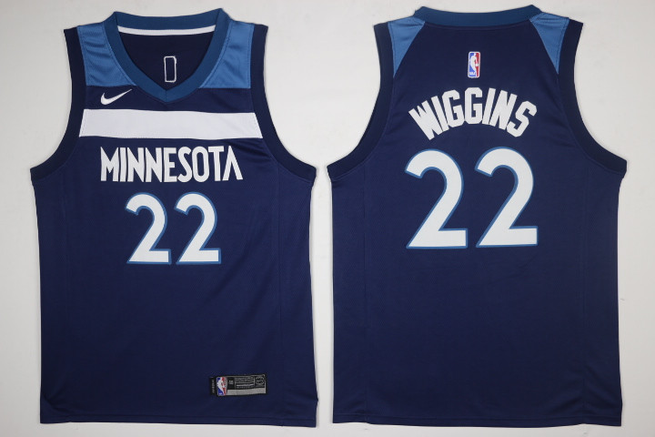Nike NBA Minnesota Timberwolves #22 Wiggins Blue New Jersey