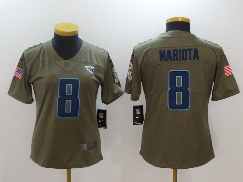 Womens Tennessee Titans #8 Mariota Olive Salute to Service Limited Jersey