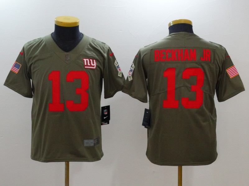 Kids New York Giants #13 Beckham JR Olive Salute to Service Limited Jersey