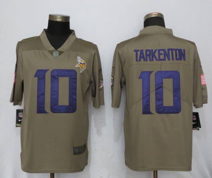 New Nike Minnesota Vikings 10 Tarkenton Olive Salute To Service Limited Jersey