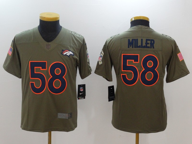 Kids Denver Broncos #58 Miller Olive Salute to Service Limited Jersey